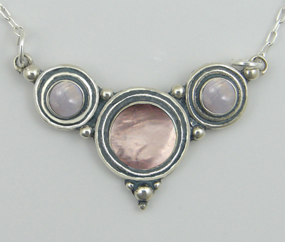 Sterling Silver Gemstone Necklace With Rose Quartz